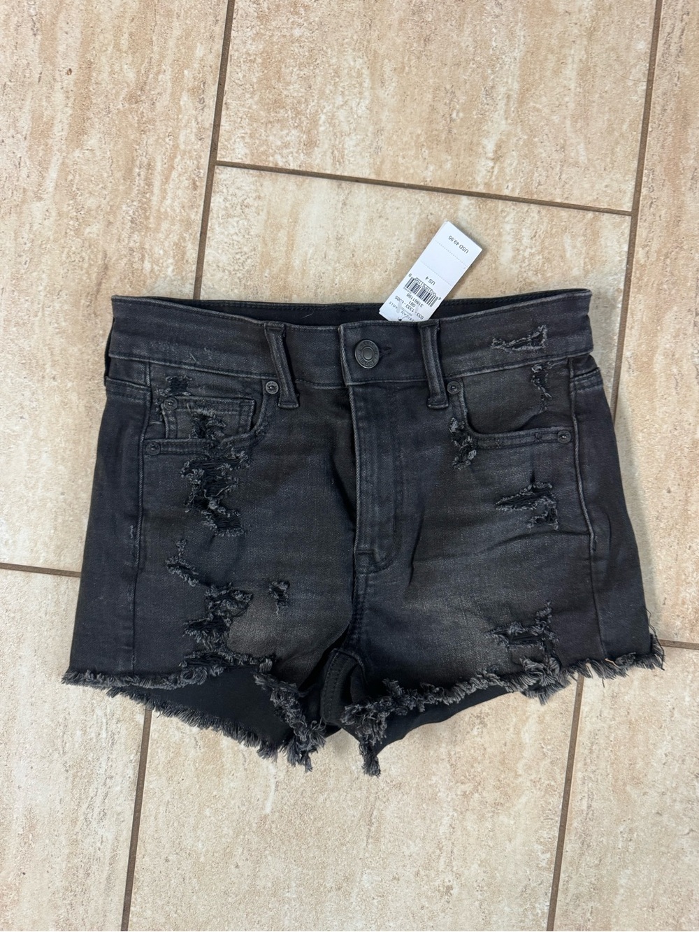 NWT Size 4 American Eagle Outfitters Distressed Black Jean Shorts